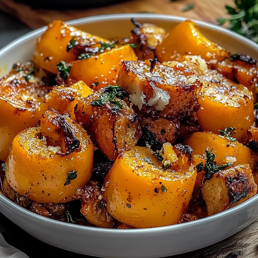 Gefüllter Butternut-Kürbis mit Wurst